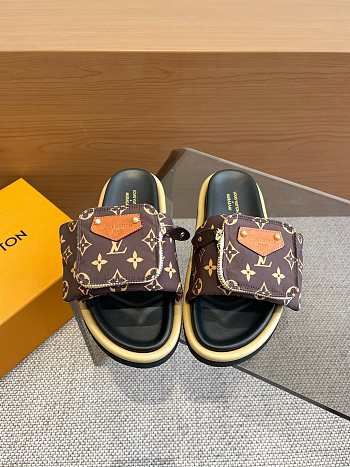 Fortok Louis Vuitton Pool Pillow Comfort Flat Sandals Brown