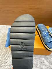 Fortok Louis Vuitton Pool Pillow Comfort Flat Sandals Blue Denim - 5