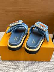 Fortok Louis Vuitton Pool Pillow Comfort Flat Sandals Blue Denim - 3