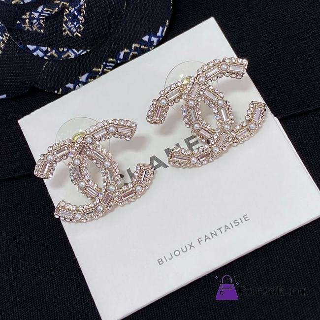 Fortok Chanel CC Rectangular Diamond Earrings - 1