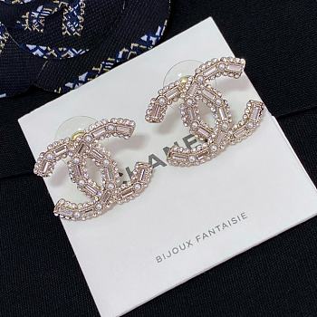 Fortok Chanel CC Rectangular Diamond Earrings