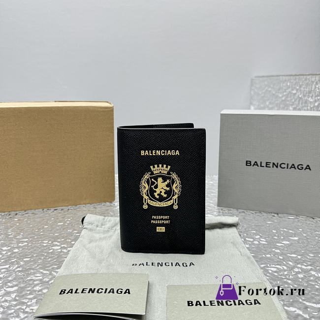 Fortok Balenciaga Passport Holder Black 92914 10x14x1.5cm - 1