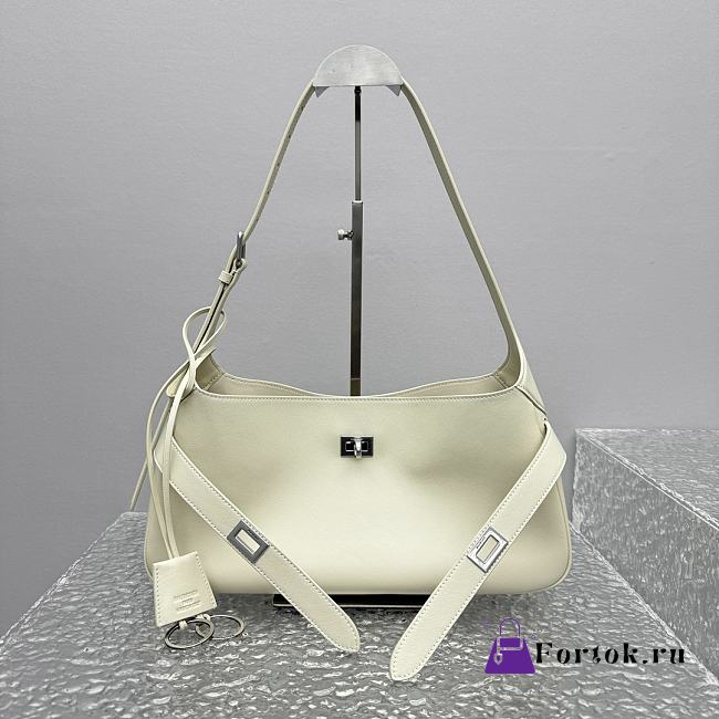 Fortok Balenciaga Bel Air Shoulder Bag White Silver Buckle 92876 35x10x17cm - 1