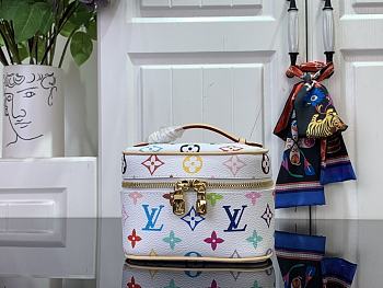 Fortok Louis Vuitton Nice Nano Cosmetic Bag Multicolor White M14033 14x8.5x10.2cm