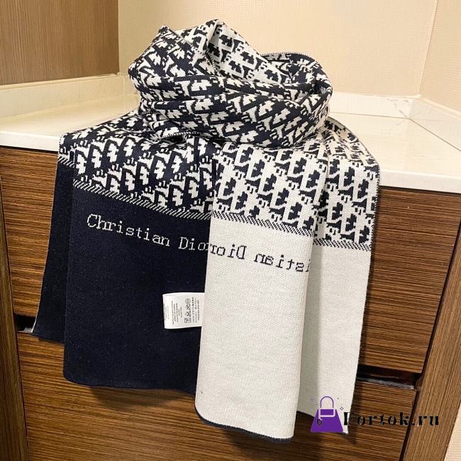 Fortok Dior Scarf Blue & White 32x180cm - 1