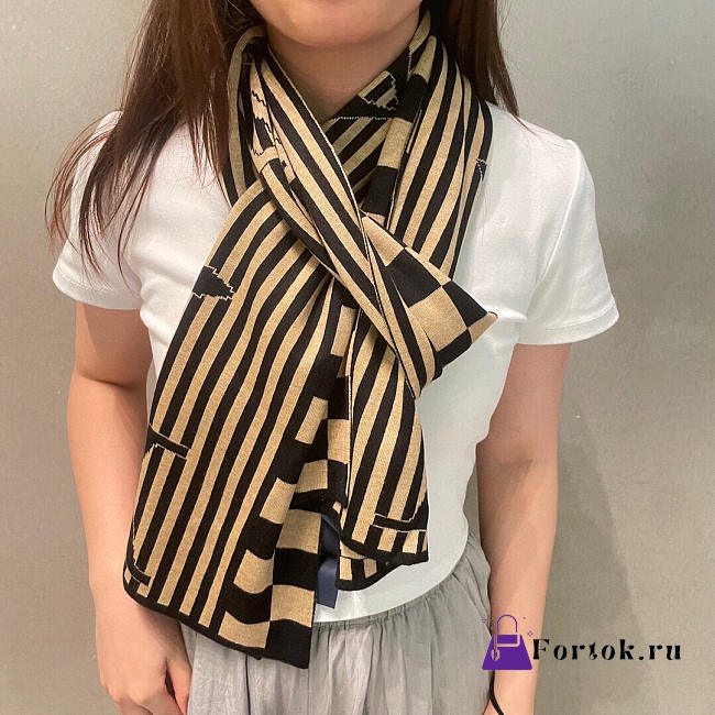 Fortok Louis Vuitton Scarf Beige & Black 30x180cm - 1