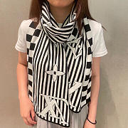 Fortok Louis Vuitton Scarf Black & White 30x180cm - 1