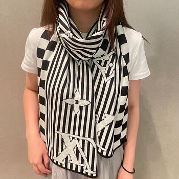 Fortok Louis Vuitton Scarf Black & White 30x180cm