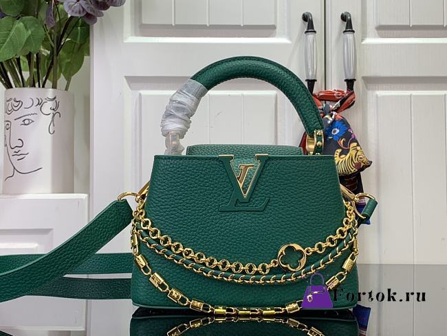 Fortok Louis Vuitton Capucines Mini Bag Emerald Green M11906 21x13.6x8cm - 1