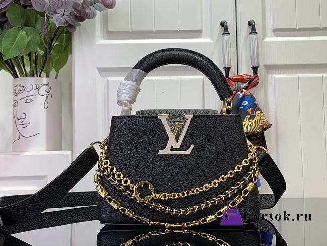 Fortok Louis Vuitton Capucines Mini Bag Black M12345 21x13.6x8cm  - 1
