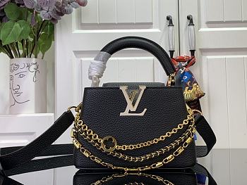 Fortok Louis Vuitton Capucines Mini Bag Black M12345 21x13.6x8cm 