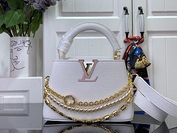 Fortok Louis Vuitton Capucines Mini Bag White M12279 21x13.6x8cm 