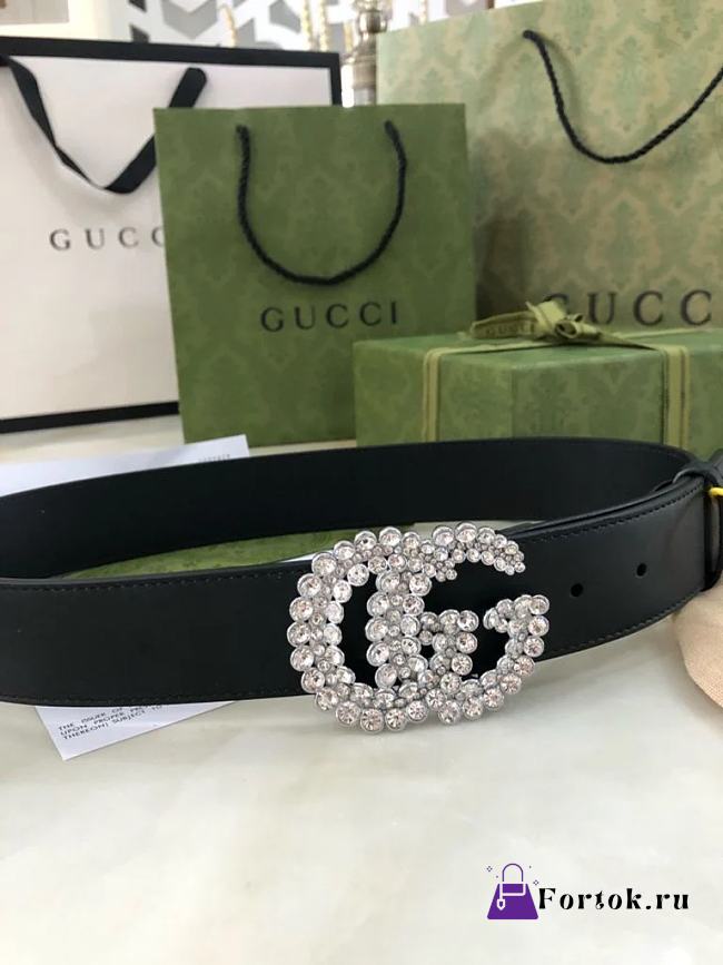 Fortok Gucci GG Marmont Black Belt With Crystals 582100  - 1