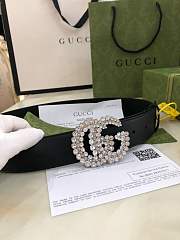 Fortok Gucci GG Marmont Black Belt With Crystals 582100  - 2