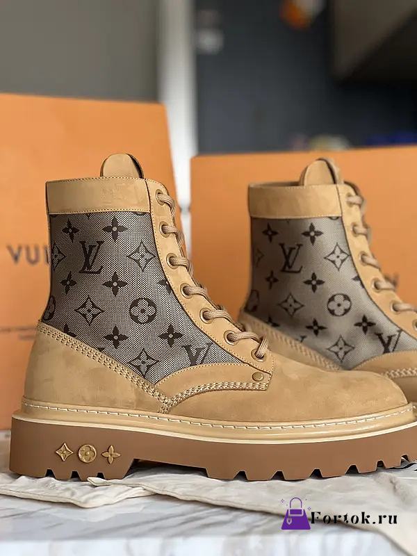 Fortok Louis Vuitton Ranger Ankle Boots Beige - 1