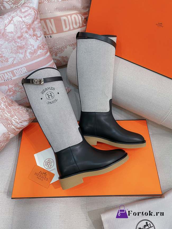 Fortok Hermes Kelly Jumping Lock High Boots Grey - 1