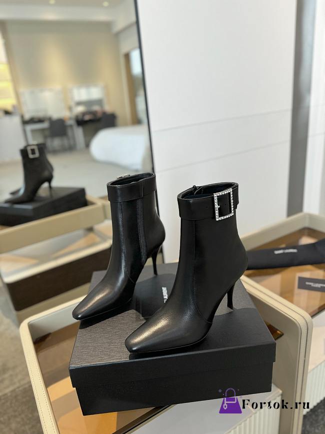 Fortok Saint Laurent Diamond Buckle High Heel Boots - 1