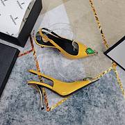Fortok Saint Laurent Gemstones Embellished Inlay Crystal Slingback Pumps Yellow - 6