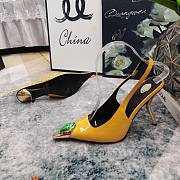 Fortok Saint Laurent Gemstones Embellished Inlay Crystal Slingback Pumps Yellow - 5