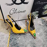 Fortok Saint Laurent Gemstones Embellished Inlay Crystal Slingback Pumps Yellow - 4