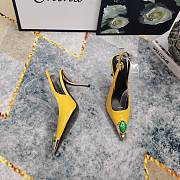 Fortok Saint Laurent Gemstones Embellished Inlay Crystal Slingback Pumps Yellow - 3