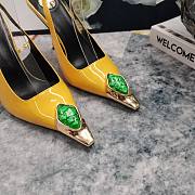 Fortok Saint Laurent Gemstones Embellished Inlay Crystal Slingback Pumps Yellow - 2