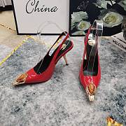 Fortok Saint Laurent Gemstones Embellished Inlay Crystal Slingback Pumps Red - 6