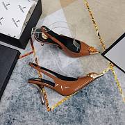 Fortok Saint Laurent Gemstones Embellished Inlay Crystal Slingback Pumps Brown - 2