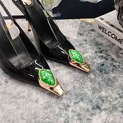 Fortok Saint Laurent Gemstones Embellished Inlay Crystal Slingback Pumps Black - 5