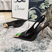Fortok Saint Laurent Gemstones Embellished Inlay Crystal Slingback Pumps Black - 2