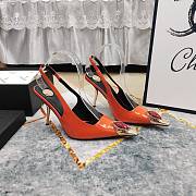 Fortok Saint Laurent Gemstones Embellished Inlay Crystal Slingback Pumps Orange  - 1