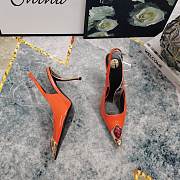 Fortok Saint Laurent Gemstones Embellished Inlay Crystal Slingback Pumps Orange  - 6