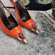 Fortok Saint Laurent Gemstones Embellished Inlay Crystal Slingback Pumps Orange  - 5
