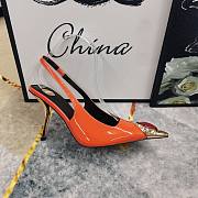 Fortok Saint Laurent Gemstones Embellished Inlay Crystal Slingback Pumps Orange  - 4