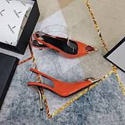 Fortok Saint Laurent Gemstones Embellished Inlay Crystal Slingback Pumps Orange  - 3