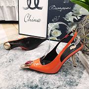 Fortok Saint Laurent Gemstones Embellished Inlay Crystal Slingback Pumps Orange  - 2