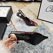 Fortok Saint Laurent Gemstones Embellished Inlay Crystal Slingback Pumps Burgundy - 3