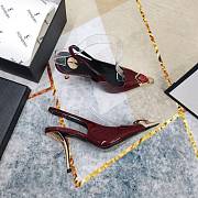 Fortok Saint Laurent Gemstones Embellished Inlay Crystal Slingback Pumps Burgundy - 6