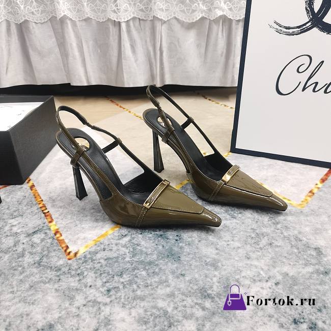 Fortok Saint Laurent Belt Buckle Sandals Green - 1