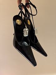 Fortok Saint Laurent Metal Pad One Strap High-heeled Sandals Black - 1