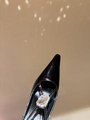 Fortok Saint Laurent Metal Pad One Strap High-heeled Sandals Black - 5