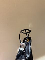 Fortok Saint Laurent Metal Pad One Strap High-heeled Sandals Black - 3