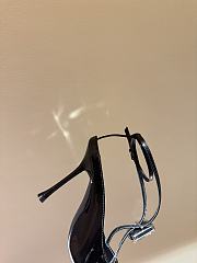 Fortok Saint Laurent Metal Pad One Strap High-heeled Sandals Black - 2