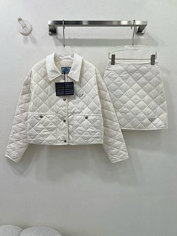 Fortok Prada Cotton Jacket + Skirt Set White