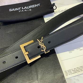 Fortok Saint Laurent Cassandre Logo Plaque Belt Gold Buckle