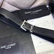 Fortok Saint Laurent Cassandre Logo Plaque Belt Silver Buckle - 6