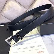Fortok Saint Laurent Cassandre Logo Plaque Belt Silver Buckle - 5