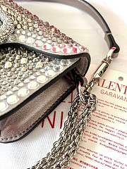 Fortok Valentino VLogo Signature Loco Shoulder Bag Silver With Crystal Diamonds 19x10.5x5cm - 3