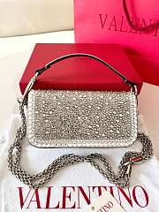 Fortok Valentino VLogo Signature Loco Shoulder Bag Silver With Crystal Diamonds 19x10.5x5cm - 4