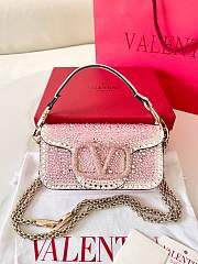 Fortok Valentino VLogo Signature Loco Shoulder Bag Pink With Crystal Diamonds 19x10.5x5cm - 1